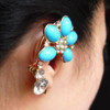 Boho Resin Crystal Flower Cuff Ear Hook Earring