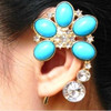 Boho Resin Crystal Flower Cuff Ear Hook Earring