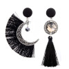 Vintage ethnic Style hollow irregular Lunar Rope tassels set with crystal bohemian earrings