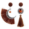 Vintage ethnic Style hollow irregular Lunar Rope tassels set with crystal bohemian earrings