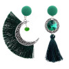 Vintage ethnic Style hollow irregular Lunar Rope tassels set with crystal bohemian earrings