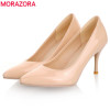 MORAZORA Big Size 34-45 2018 New Fashion high heels women pumps thin heel classic white red nede