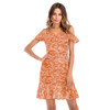 VenusFox Women Summer Print Beach Lotus Leaf Sleeve Sexy Backless Party Dress