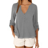 VenusFox  Zipper Short Sleeve V Neck Solid Womens Casual Shirts Tops