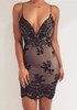 Womens Gold Black Sequins Dress 2017 New Sexy V-neck Backless Women Sundress Luxury Party Club Wear