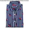 Dioufond New Floral Long Sleeve Vintage Blouse Cherry Turn Down Collar Shirt Blusas Feminino Ladies