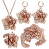 U7 Vintage Big Flower Jewelry Sets Gold Color Necklace Cuff Bracelet Earrings And Ring Bridal