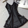 Ladies Sexy Silk Satin Night Dress Sleeveless Nighties V-neck Nightgown Solid Nightdress Lace Night