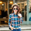 2018 New Women Loose Blouses Thick Warm Cotton Long sleeve Blouse 100%Cotton Flannel Plaid Shirt