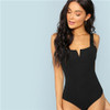 Black V-Cut Front Bodysuit Sexy Straps Plain Skinny Sleeveless Bodysuit Black V-Cut Front Bodysuit Sexy Straps Plain Skinny Sleeveless Bodysuit