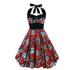 VenusFox Retro Vintage Sleeveless Halter Floral Printed Party Sexy Casual Dress VenusFox Retro Vintage Sleeveless Halter Floral Printed Party Sexy Casual Dress