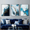 Nordic Abstract color spalsh blue golden in canvas