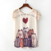 Cute Cat Summer Novelty Women T Shirt
