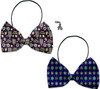 Holiday Fun Party Themed Bowtie 2-Pack set with Charm Accessory for dogs or cats