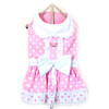 Pink Polka Dots & Bows Harness Party Dress with matching Leash set in Pink/White