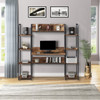 TBD Home Office computer desk | Writing desk with Storage Hutch and double bookcase office table with Storage Bookshelf
