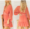 Plunge Neck Lace-Trimmed Minidress