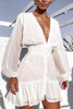 Plunge Neck Lace-Trimmed Minidress