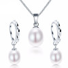 Freshwater pearl necklace jewelry set ! Classic 925 sterling silver jewelry set genuine/earrings for women.