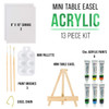 U.S. Art Supply 13-Piece Acrylic Artist Painting Set with Mini Table Easel, Canvas Panel, Brushes & Palette
