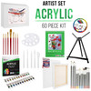 U.S Art Supply 60-Piece Deluxe Acrylic Painting Set with Aluminum Tabletop Easel
