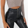 Faux Leather Crocodile Print High Waist Pants