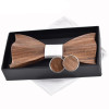 3D Handkerchief Cufflink Wooden Bow Tie