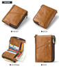 RFID Genuine Leather Double Mens Zipper Wallet