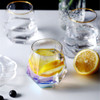 Geometry Whiskey Glass | Diamond Crystal Drinking Glass | Smoky | Golden Rim | Transparent Unicorn Rainbow | Home Bar Drinkware Gifts