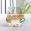 Geometry Whiskey Glass | Diamond Crystal Drinking Glass | Smoky | Golden Rim | Transparent Unicorn Rainbow | Home Bar Drinkware Gifts