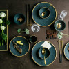 Dark Turquoise with Gold Inlay Tableware Collection (Matte)