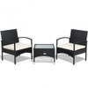 3 pcs Patio Wicker Rattan Furniture Set - White Cushion