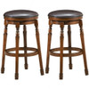 Swivel Leather Padded Dining Bar Stool-Set of 2 29" Stools