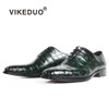 Patina Green 100%Handmade Crocodile Leather Shoes