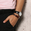 Men's Leather Bracelet with Rosewood Charm