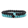 2-Piece Malachite Black Lava Natural-Stone Strand Bracelet