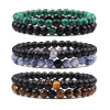 2-Piece Malachite Black Lava Natural-Stone Strand Bracelet