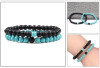 2-Piece Malachite Black Lava Natural-Stone Strand Bracelet