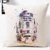 Star Wars Watercolor Throw Pillows, R2-D2, C-3P0, Yoda and BB-8