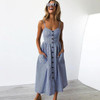 Midi Button Backless Dress