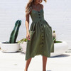 Midi Button Backless Dress
