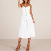 Midi Button Backless Dress