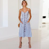 Midi Button Backless Dress