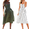 Midi Button Backless Dress
