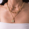 Multi Layer Lover Lock Pendant Choker Necklace