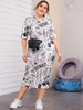 Mock-neck letter graphic dress