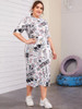 Mock-neck letter graphic dress