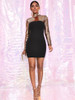 Color Block Mock-neck Sequin Bodycon Dress