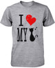 Funny Graphic Statement Women's Gray T-shirt - I Love My Cat