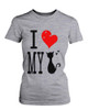 Funny Graphic Statement Women's Gray T-shirt - I Love My Cat